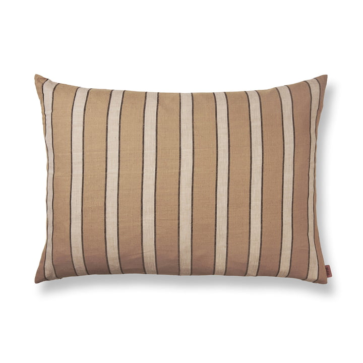 ferm Living - Brown Cotton Kissen, 60 x 40 cm, Stripes