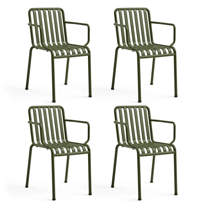 HAY - Palissade Armlehnenstuhl, olive (4er Set)