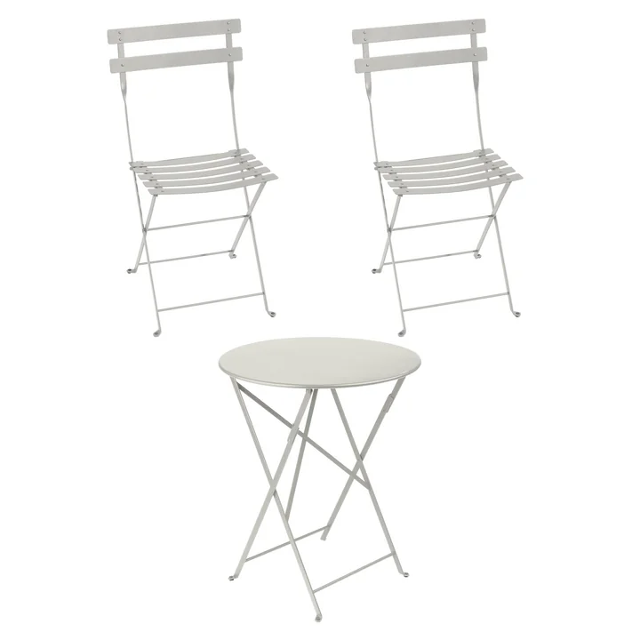 Fermob - Bistro Klapptisch + 2 Klappstühle, lehmgrau