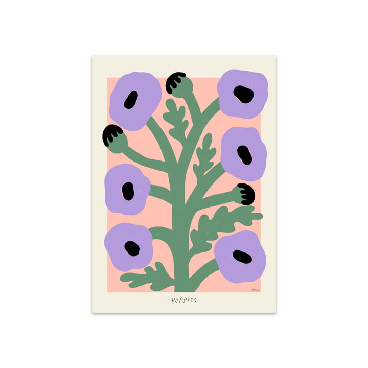 Purple Poppies von Madelen Möllard, 50 x 70 cm von The Poster Club
