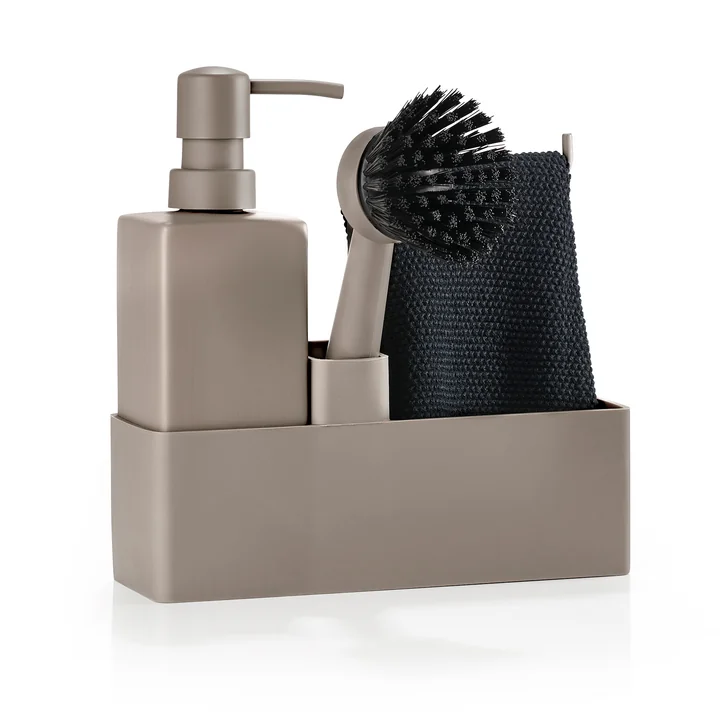 Zone Denmark - Geschirrspülset mit Putztuch (4 tlg.), taupe