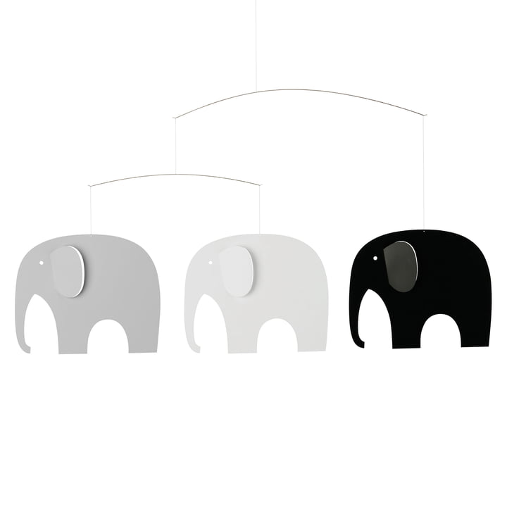 Elefanten Treffen Mobile von Flensted Mobiles in der Farbe grau