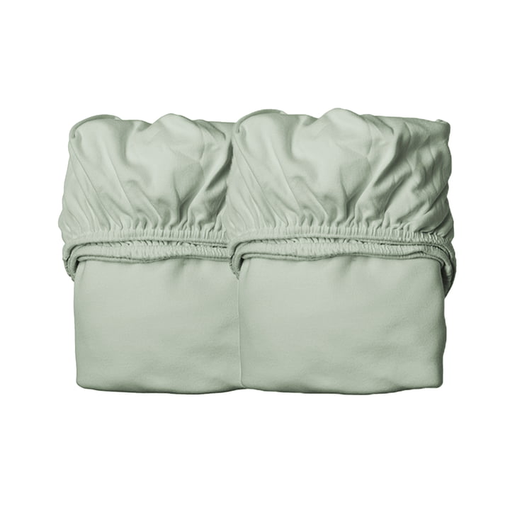 Leander - Spannbettlaken für Juniorbett, 100% Bio-Baumwolle, 140 x 60 cm, sage green (2er-Set)