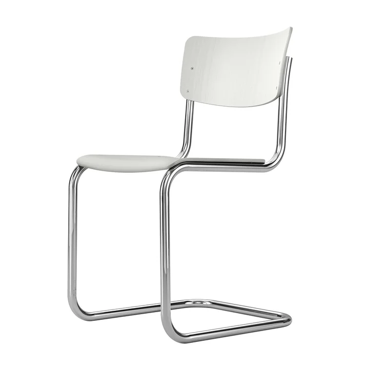 Thonet - S 43 Freischwinger, Chrom / weiß lasiert TP 200