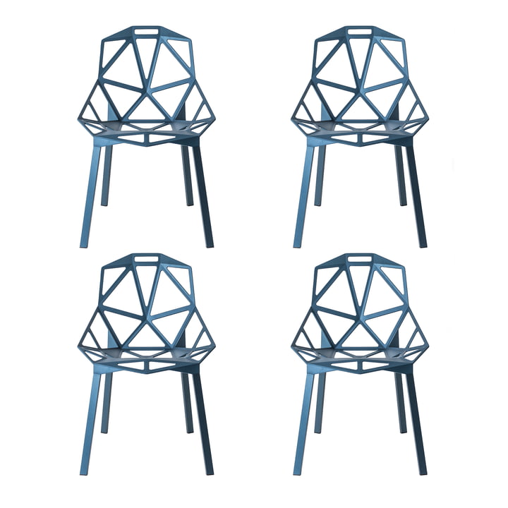 Magis - Chair One Outdoor Stuhl, stapelbar, blau (4er-Set)