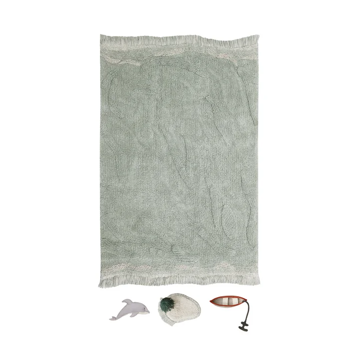 Waves Spielteppich mit Spielzubehör von Lorena Canals in der Farbe hellblau