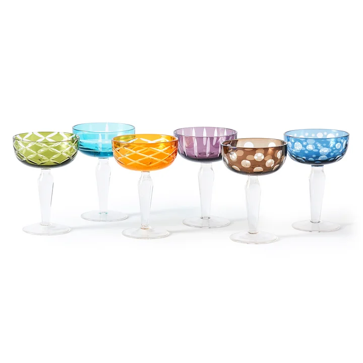 POLSPOTTEN - Cuttings Champagnerglas, Ø 10 cm, mehrfarbig (6er-Set)