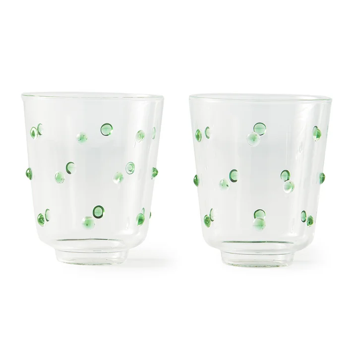 POLSPOTTEN - Nob Trinkglas, H 10 cm, olivgrün (2er-Set)