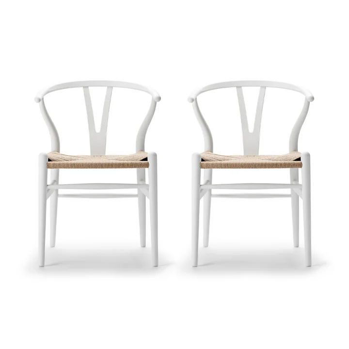 Carl Hansen - CH24 Wishbone Chair, soft white / Naturgeflecht (2er Set)