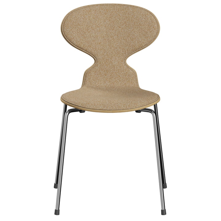 Fritz Hansen - Ant 3101 Stuhl, beige / mustard (Vanir 0413) / Eiche klar lackiert / verchromt