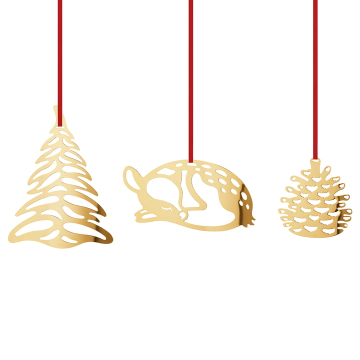 Large Christmas Ornament, gold (3er-Set) von Georg Jensen