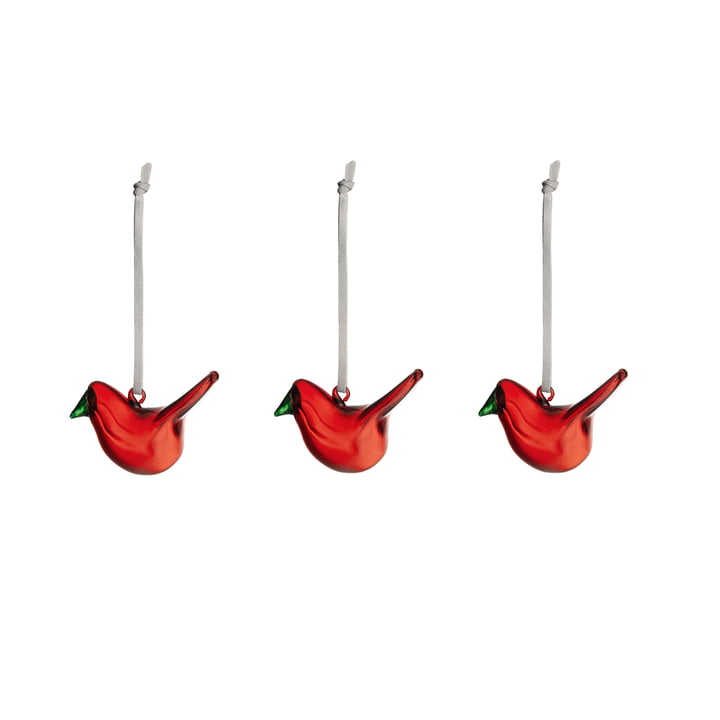 Toikka Glasvogel Mini, rot (3er Set) von Iittala