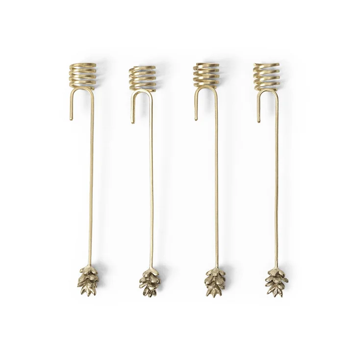 Forest Christbaumkerzenhalter von Ferm Living in der Farbe Messing (4er Set)