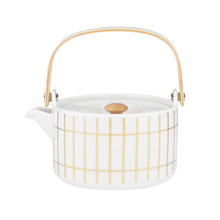 Oiva Tiiliskivi Teekanne, weiß / gold von Marimekko