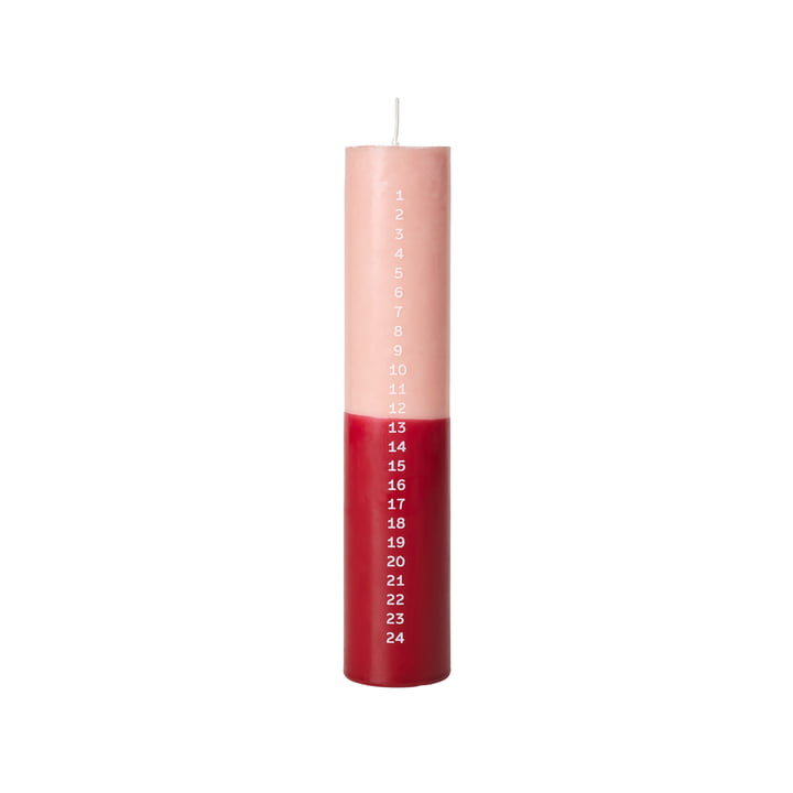 Broste Copenhagen - Duo Kalenderkerzen, H 25 cm, peach powder / burdundy