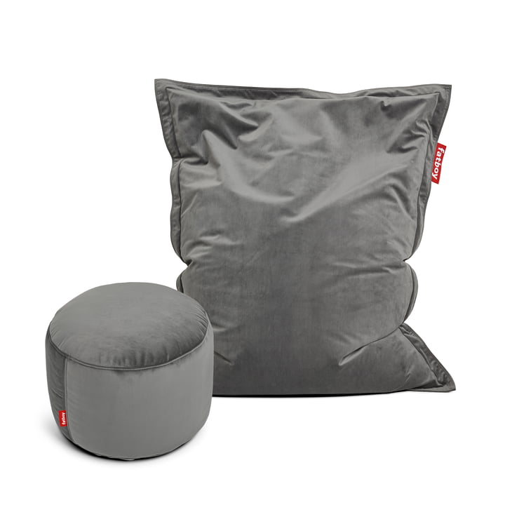 Fatboy - Original Slim Sitzsack Velvet inkl. Point Pouf Velvet, taupe