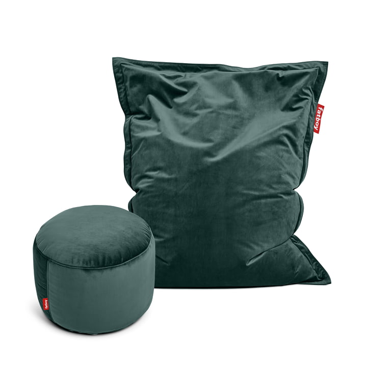 Fatboy - Original Slim Sitzsack Velvet inkl. Point Pouf Velvet, petrol