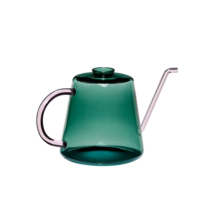 Hübsch Interior - Flora Gießkanne, 1 L, dunkelgrün / rosa