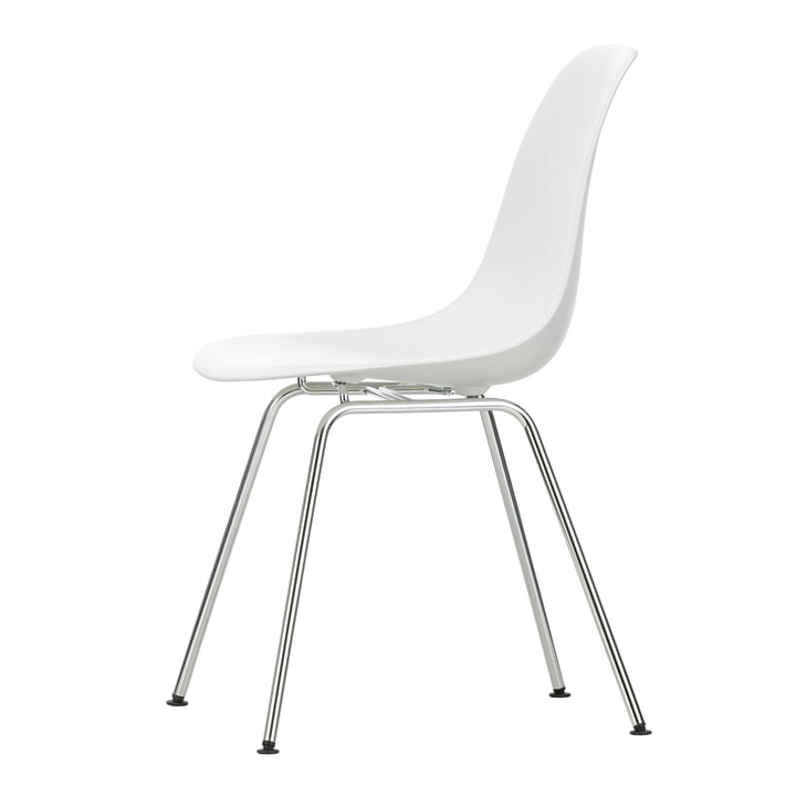Vitra - Eames Plastic Side Chair DSX, verchromt / weiß (Filzgleiter basic dark)