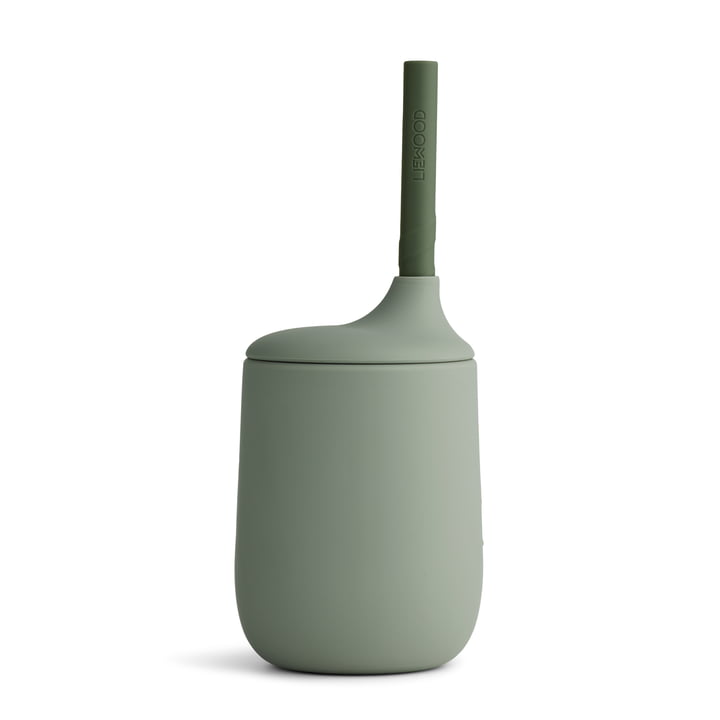 LIEWOOD - Ellis Sippy Becher mit Deckel und Strohhalm, faune green / hunter green mix