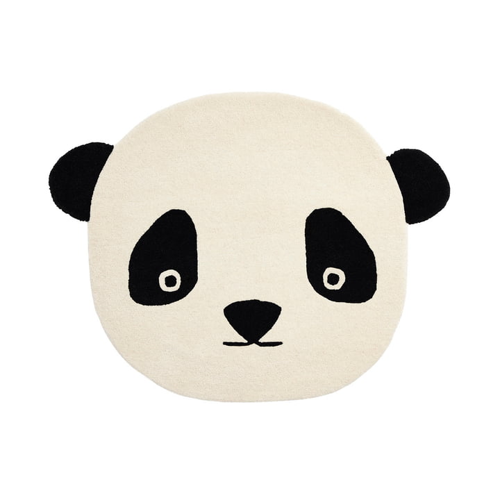 OYOY - Panda Teppich, 110 x 87 cm, weiß / schwarz