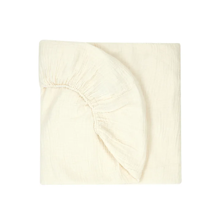 Wabi Sabi Spannbettlaken, 70 x 140 x 15 cm, natural von Nobodinoz