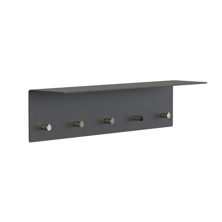 Unu Wandgarderobe, schwarz matt/gold poliert, BxHxT 60x15x15 cm von Frost