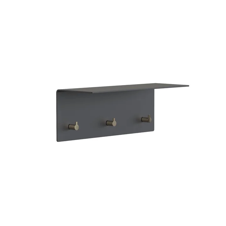 Unu Wandgarderobe, schwarz matt/gold poliert, BxHxT 40x15x15 cm von Frost