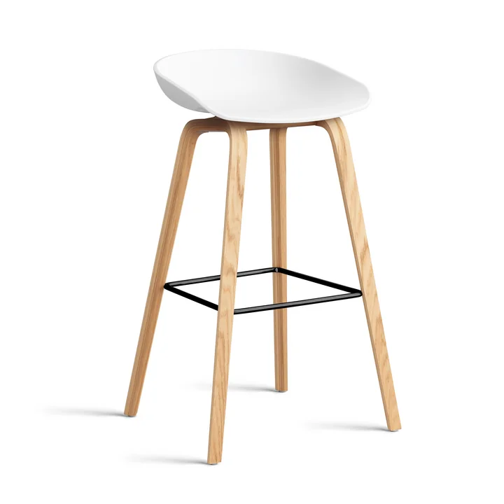HAY - About A Stool AAS 32 H 75 cm, Eiche lackiert / Stahl schwarz / white 2.0