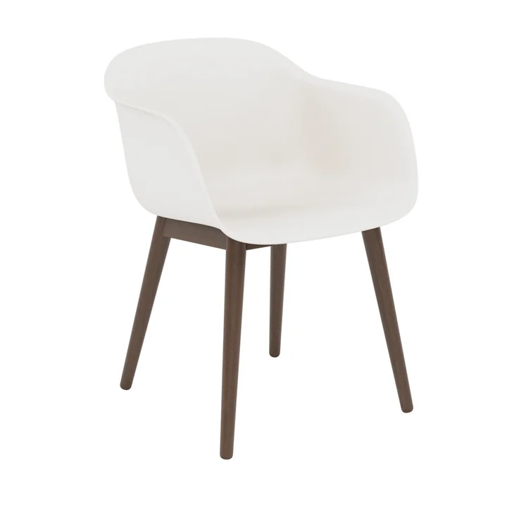 Muuto - Fiber Chair Wood Base, Eiche dunkel gebeizt / weiß recycled