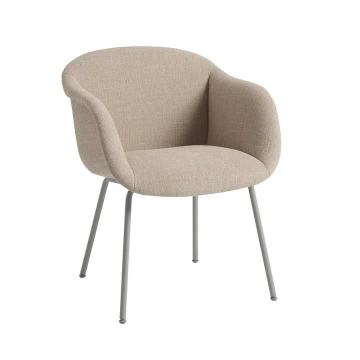 Muuto - Fiber Soft Armchair, grau / beige (Stoff Kvadrat Ecriture 240)