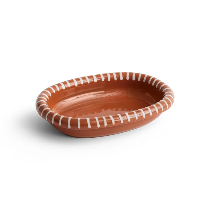 Barro Servierschale oval, S, natural with stripes von HAY