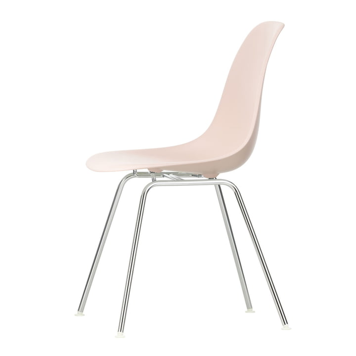 Vitra - Eames Plastic Side Chair DSX RE, verchromt / zartrosé (Filzgleiter basic dark)