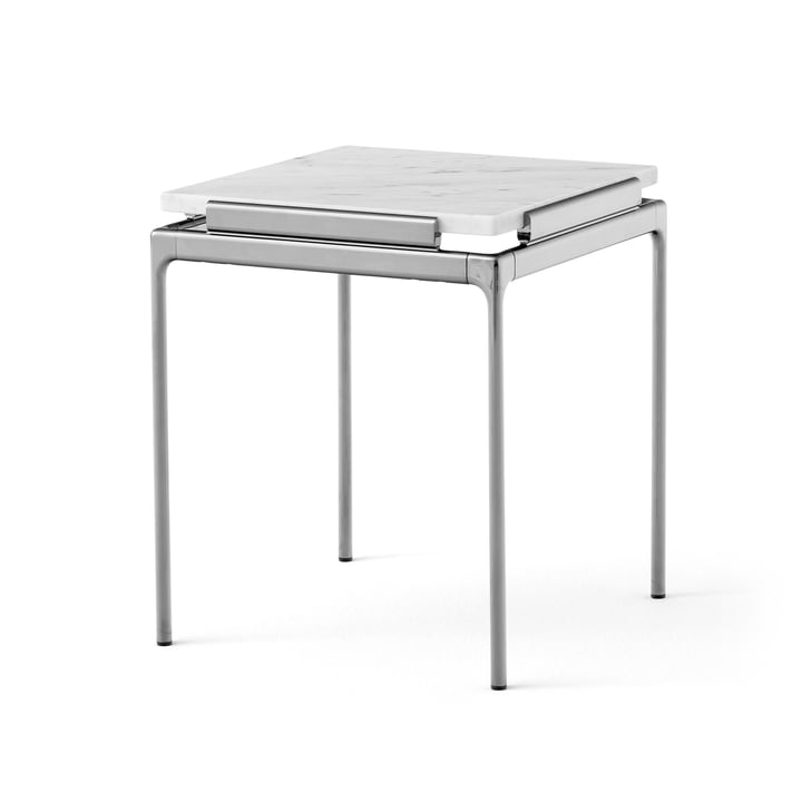 Sett Side Table LN11, Bianco Carrara / Chrom dunkel von &Tradition