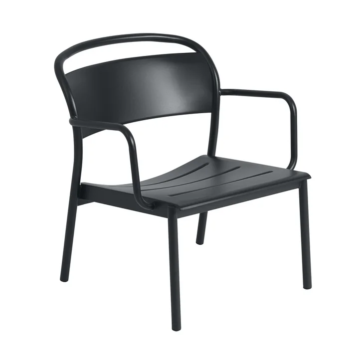 Linear Steel Lounge Armchair, anthrazitschwarz RAL 7021 von Muuto