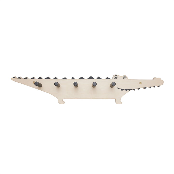 Crocodile Wandgarderobe, Birke natur von OYOY Mini