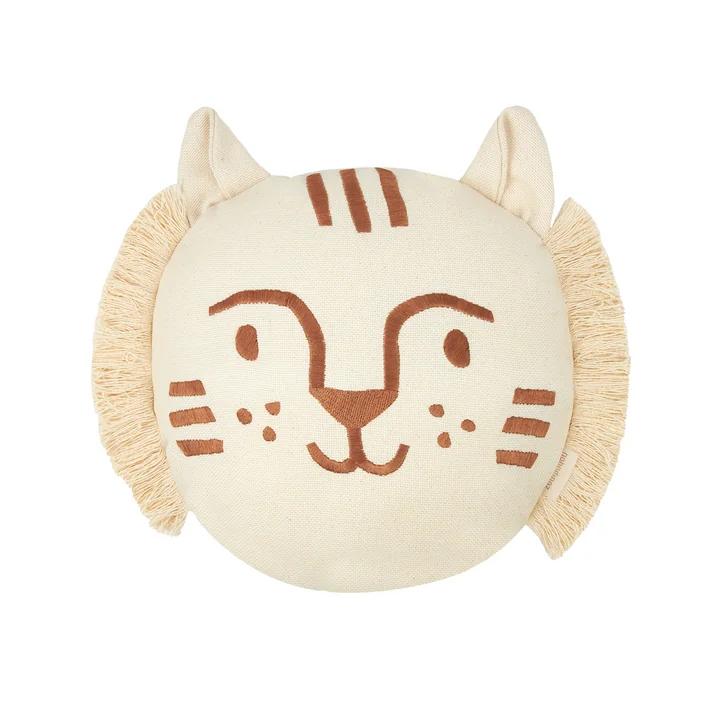 Nobodinoz - Tiger Kissen, 35 x 30 cm, braun / natural