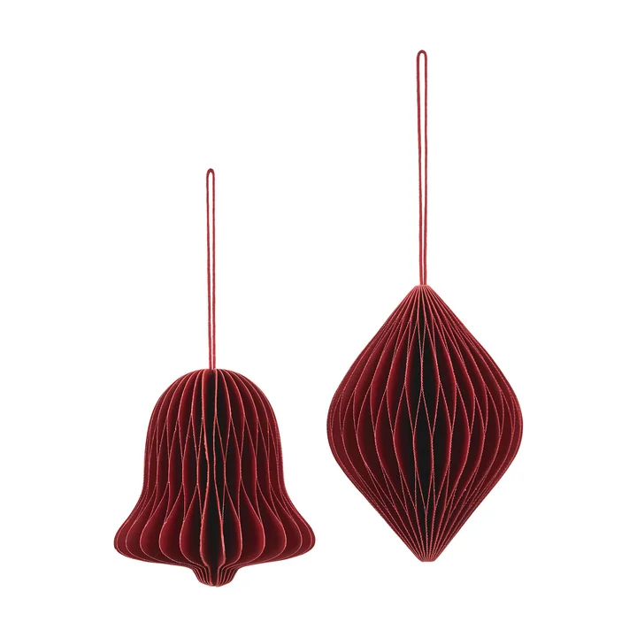 Chime Bell Deko-Anhänger, Ø8 x H9 cm, Pompeian Red (2er-Set) von Broste Copenhagen