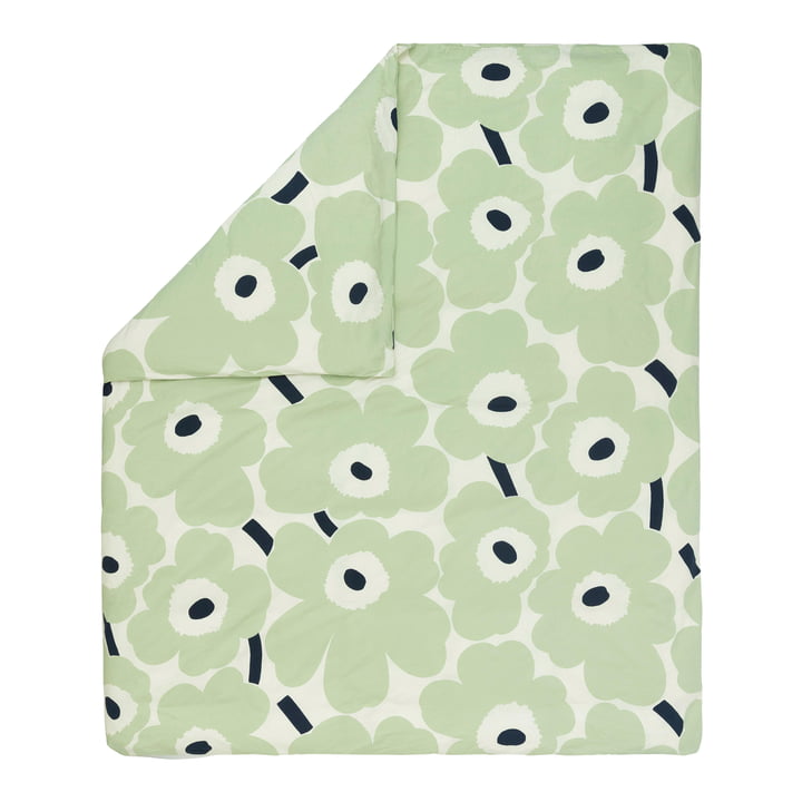 Marimekko - Unikko Deckenbezug, 240 x 220 cm, off-white / sage / dunkelblau 