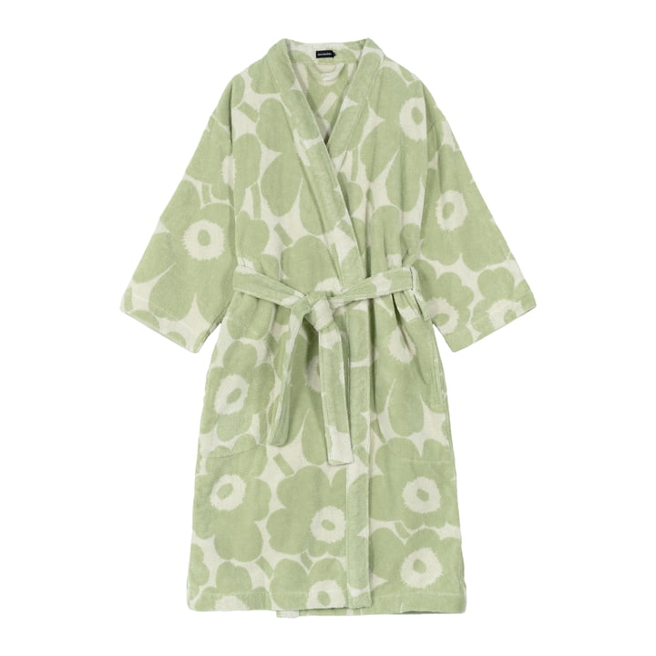 Marimekko - Unikko Bademantel, off-white / sage