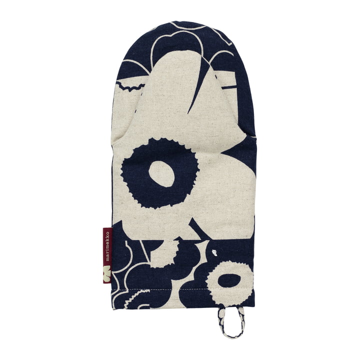 Unikko Kollaasi Ofenhandschuh, linen / dark navy von Marimekko