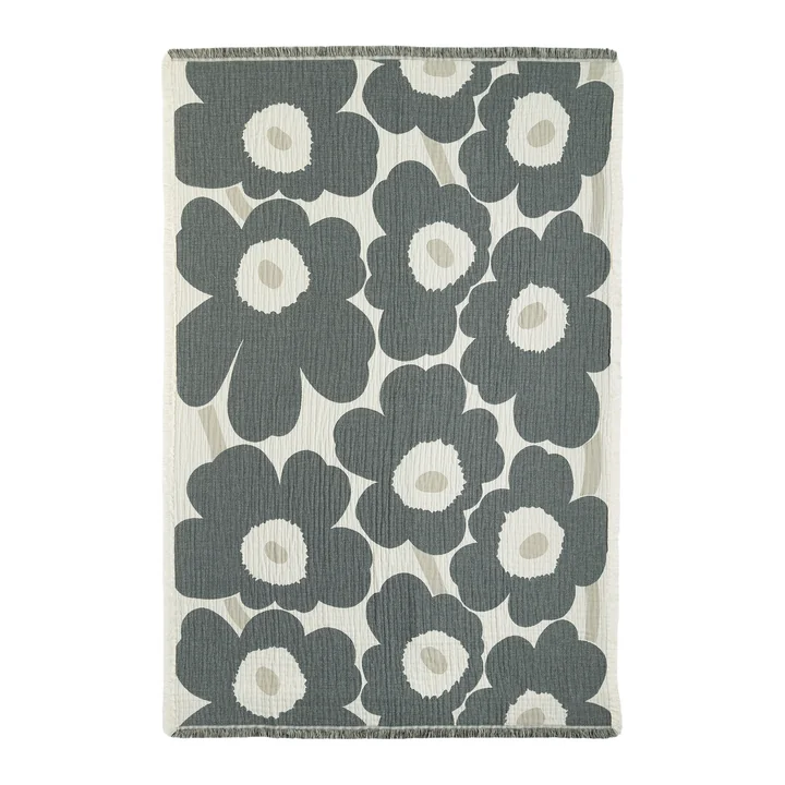 Unikko Decke, 150 x 220 cm, off-white / charcoal / sand von Marimekko