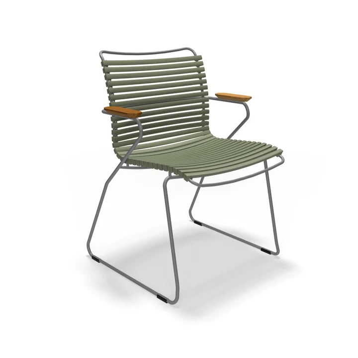HOUE - CLICK Outdoor Dining Armlehnstuhl mit niedriger Lehne, olivgrün