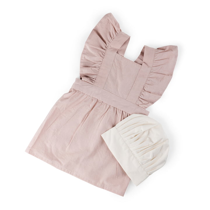 Kinderschürze und Kochmütze, dusty pink / classic white von Sebra