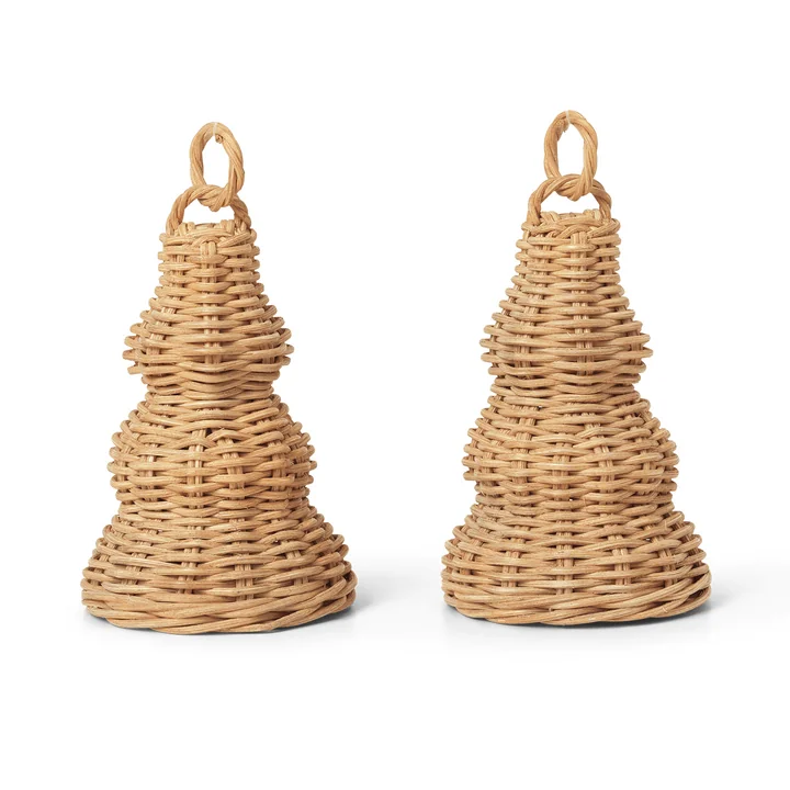Geflochtene Glocken-Kugeln, natur (2er-Set) von Ferm Living