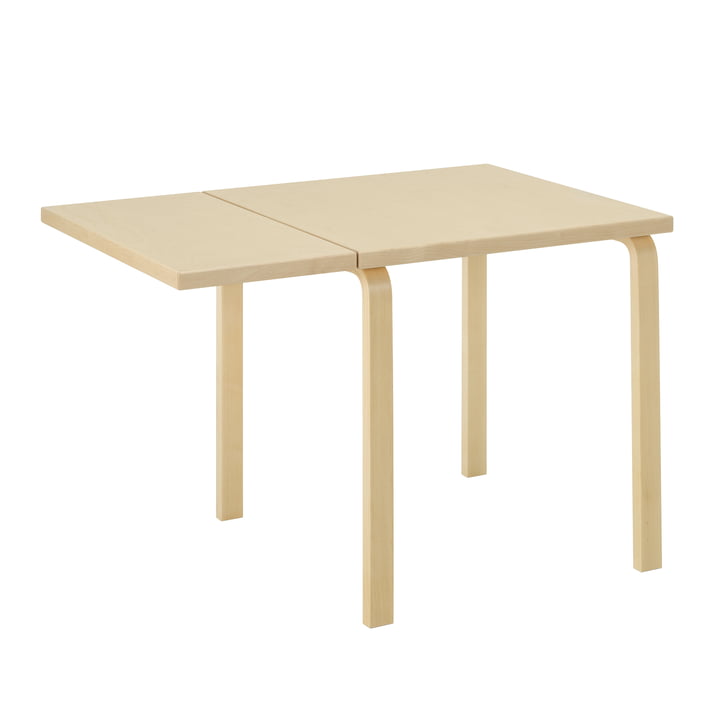 Artek - Aalto DL81C klappbarer Esstisch, H x L 74 x 79 / 112,5 cm, Birke natur