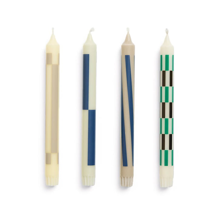 HAY - Pattern Stabkerzen, H 24 cm, cream / dark (4er-Set)
