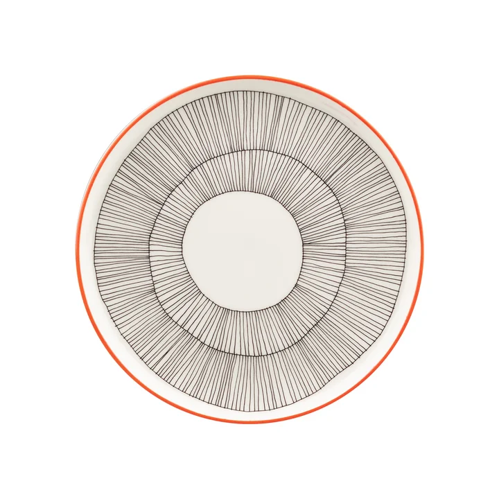Marimekko - Oiva Kukat Puhkeavat Teller, 20 cm, weiß / schwarz / orange