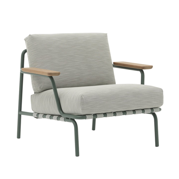 Muuto - Settle Outdoor Lounge Chair, grün / dunkelgrün (Stoff Ribbed Weave 2)