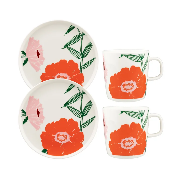 Marimekko - Oiva Puutarhakutsut Frühstücks-Set, mehrfarbig (4-tlg) 